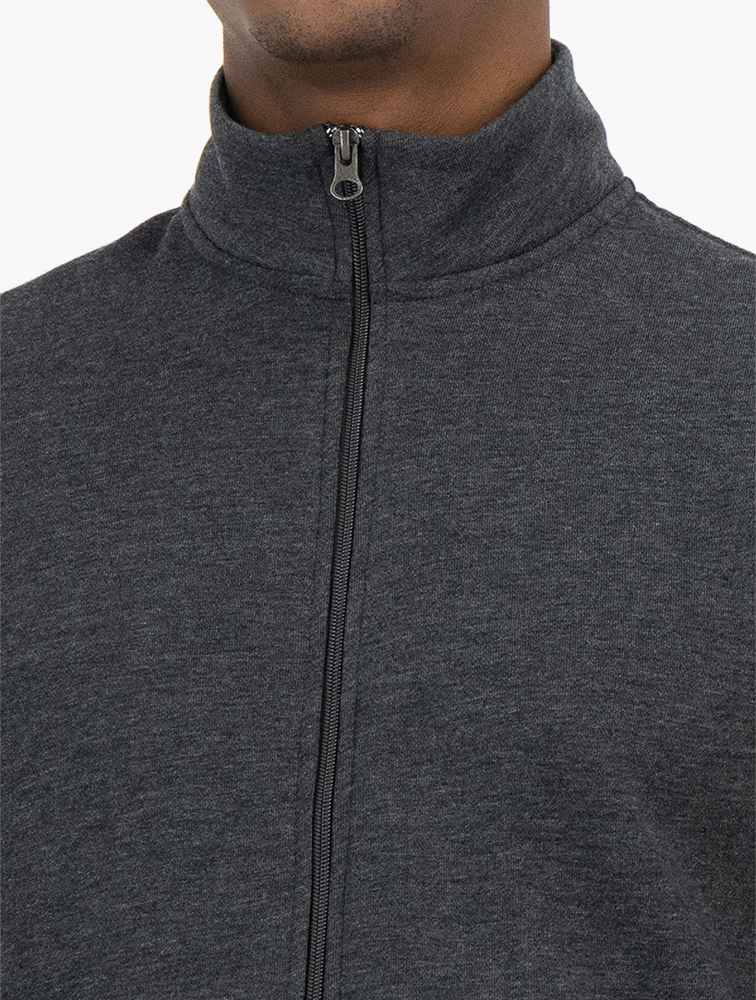 MyRunway Shop Woolworths Charcoal Melange Zipped Funnel Neck Slim Fit